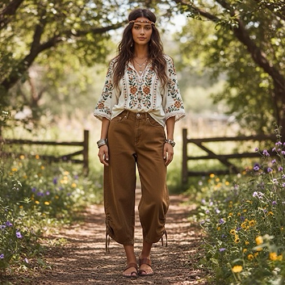 Zara Women’s Brown High Waisted Wide-Leg Cropped Pants W/Drawstring Hem Size 2 - Picture 3 of 13